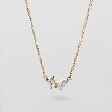 Toi et Moi Halsband - 18K GULDPLÄTERAT STERLING SILVER - Safira