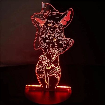 Genshin Impact Lisa Lampe Natlys Illusion Lys 3D til Børn Drenge Piger Soveværelse LED Dekoration Belysning Børn Julegave Sengelampe Farverig