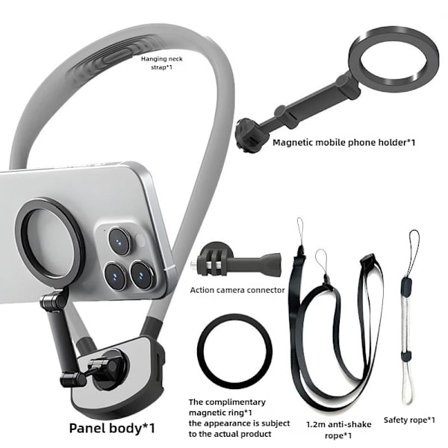 Magnetisk nakkestøtte for mobiltelefoner, for iPhone/Samsung/Huawei/Xiaomi, for opptak og direktesending