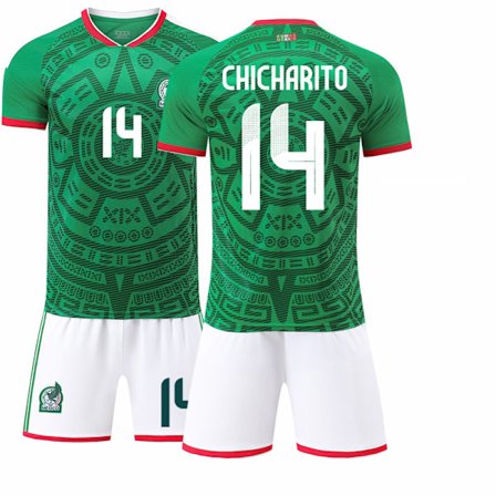 2025–2026 Mexico VM Hjemmebane Barn Voksen Fodboldtrøje Sæt Nr.14 Nr.16 Nr.9 Raúl Nr.22 Lozano Grøn