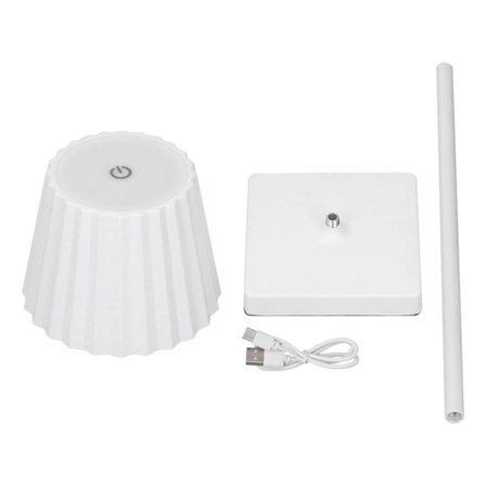 Genopladelig Trådløs LED Bordlampe Touch Trinløs Dæmpning Natlampe til Soveværelse og Spisestue Hvid