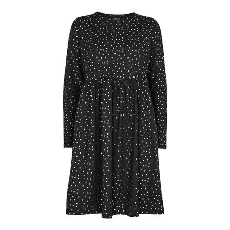Liberté Liberté - Alma LS Frill Kjole, 9565 - Black Silver Dot Sort, Dame, Størrelse: M/L