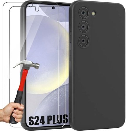 Coque - Booling - för Samsung Galaxy S24 Plus - Ultra Slim - Flytande Silikon - 2 Härdat Glas