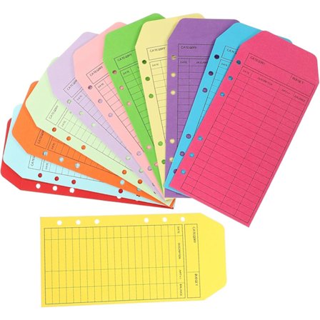 12-pak farverige kontantkuverter til budgettering - papirpengeorganisator system med mærkatklistermærker, kontantfyldningsartikler til hjemmet og