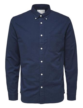 Slhregrick-Ox Shirt Ls Noos Skjorte Uformell Marineblå Selected Homme*Betinget Tilbud
