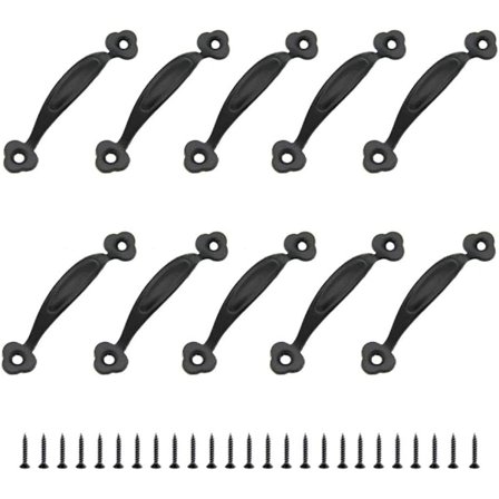 10 antikke håndtak i sinklegering, skapdørhåndtak (svart, 79 mm)