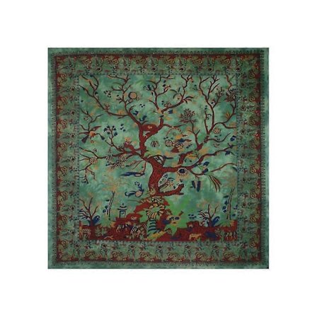 Grønt Livets Tre Gobelin Psykedelisk Hengende Gobelin Piknikteppe Veggkunst Hippie Soveromsdekor