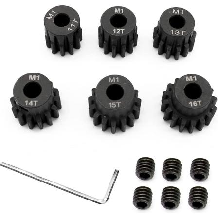 Hammasratas, 5mm 11t 12t 13t 14t 15t 16t Moottorin Hammasratassarja Kuusiokoloavaimella 1/8 Rc Malliautolle Musta 6kpl