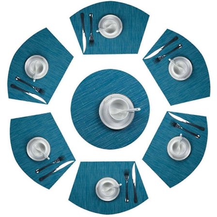 Runda Bordstabletter Set Om 7 Pvc Bordstablett Kil Set Bord Värmebeständig Tvättbar (blå)