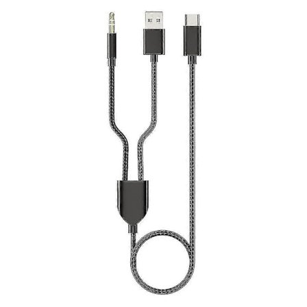 1 Split 2 Typ C Till Usb A 3.5mm Aux Kabel Stereo Hifi Ljud För Bilhögtalare -JA [DB]