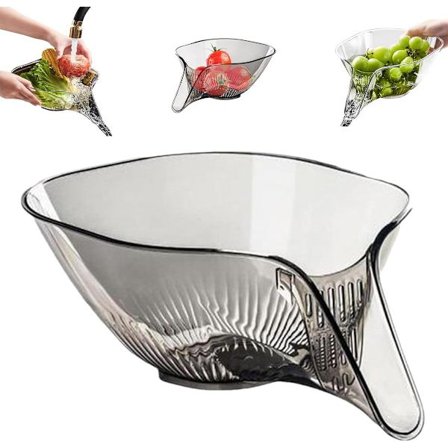 Dreneringskurv - Sil med trakt - Dreneringssil - Kjøkkensil - Dreneringsstativ - Plast