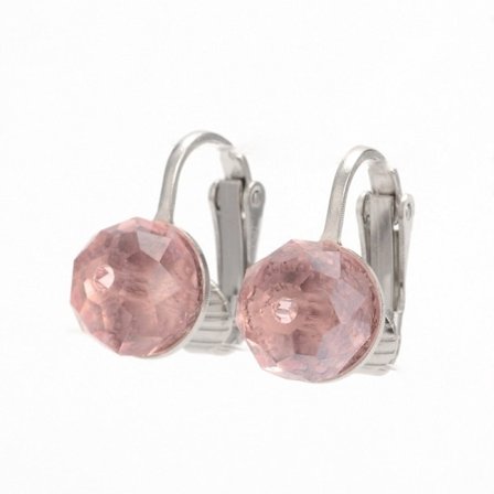 Clips örhängen med 10 mm Rosa Fasett slipade 10mm.kristaller