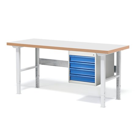 Workbench package deal SOLID, 4 drawers, 750 kg load, 2000x800 mm, laminate