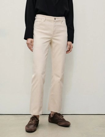 Mango Sienna Flared Cropped Jeans - Beige - 38