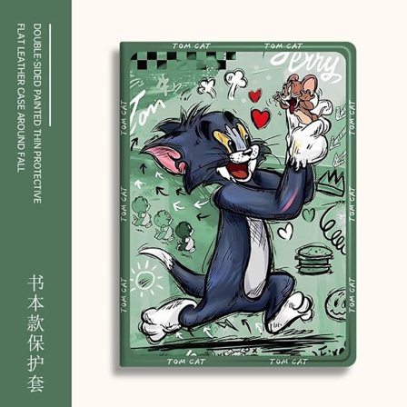 Stilrent fodral för iPad Air 4/5 10.9" BookStylish Fodral Tom och Jerry Grön Full