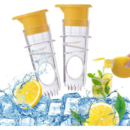 2 STK Sitronpresse, Ny Sitruspresse med Skrulokk – Kompakt Juicer for Lime, Cocktails & Drikker, 2-Delt Sett (Gul)