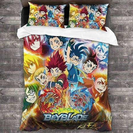 v344 Sengesett Beyblade Burst sengetøy dynetrekk putevar barn dyne komfort dynetrekk 3-delt sengesett (1 dynetrekk + 2 putevar)