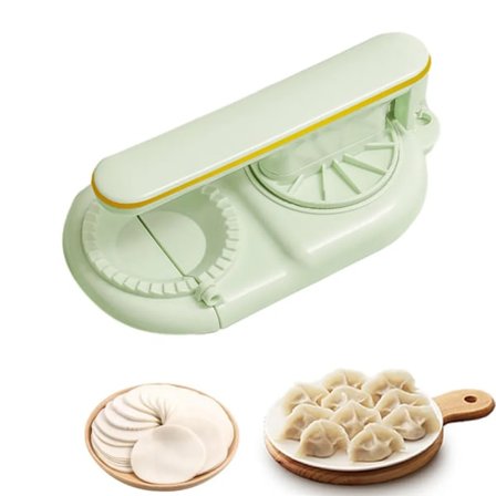 Manuell deigpresse DIY dumplingsmaskin, 2-i-1 dumplingsform, for kjøkkenhjelper i å lage dumplings ravioli (grønn)