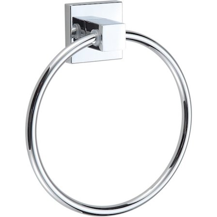 Yksinkertainen kromattu seinälle kiinnitettävä pyyherengas kylpyhuoneeseen, hopea