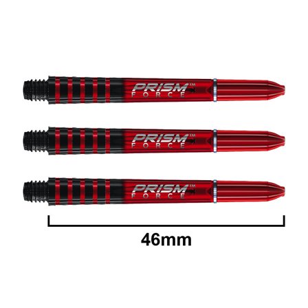 Winmau Prism Force Shafts (12) Polycarbonate 46mm Red/Black/Clear - Professional Dart Shafts,Unrivalled Grip
