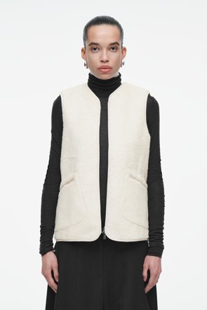 COS Frauen Oversized Weste Aus Kunstlammfell in Beige