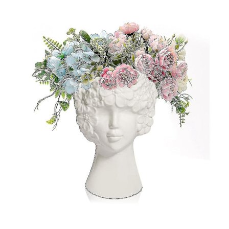 Valkoinen keraaminen kukka-maljakko sisustukseen, moderni naisen muotoinen kasvomaljakko, ainutlaatuinen kukka-maljakko koti- ja toimistosisustukseen 