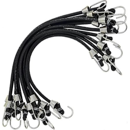 Pakke med 10 elastiske stropper, bagagestropper med kroge, korte elastiske stropper