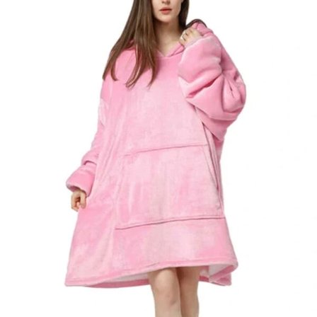 Hoodie Filtfilt – Oversized Hættetrøje Tæppe Snuggie Rosa_qq-FA-