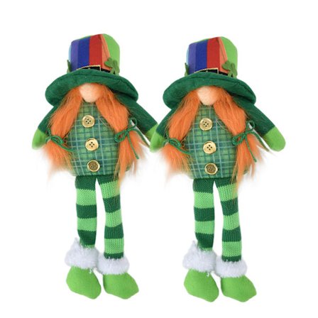 2 stk St. Patrick's Day Nisser Plysjdekorasjon Lykke til Leprechaun Dukke Dekorasjoner for hjem Borddekorasjoner Regnbuehatt