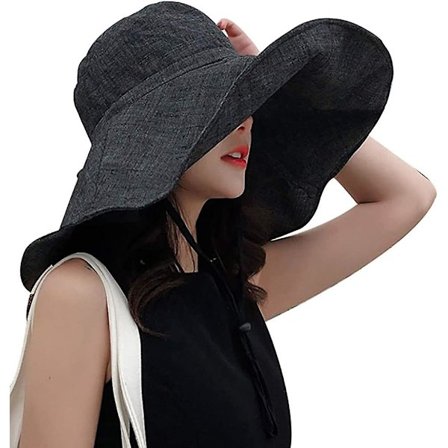 Solhat til kvinder med bred skygge, UPF 50+, sommerhat, foldbar, floppy strandhat til kvinder