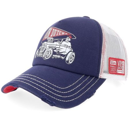 Von Dutch - Blå trucker Keps - Distressed Navy/White A-Frame Trucker @ Hatstore