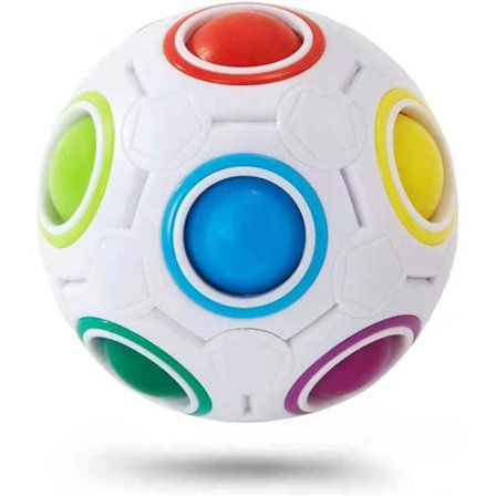Hvit regnbue magisk ball, fargematchings spill, Fidget Toy Fun Pu