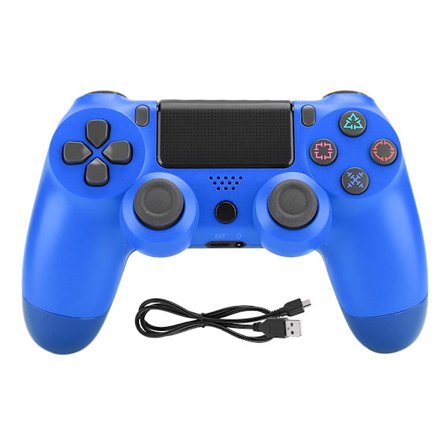Plastik ABS V2 Program Intelligent Trådløs Bluetooth Gamepad Spilcontroller med Hovedtelefonhul til PS4 Blå