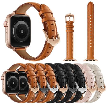 Apple Watch Watch rannekoru aitoa nahkaa useita värejä 42/44/45m Brown Brown&Rosé