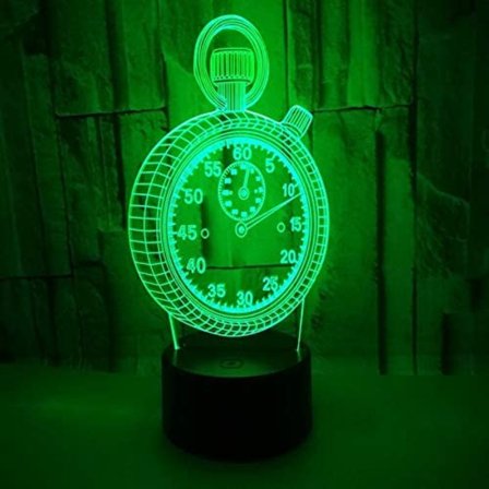 3D LED-hologrammi-illuusio yövalo, väriä vaihtava makuuhuoneen herätyskello muotoinen valo
