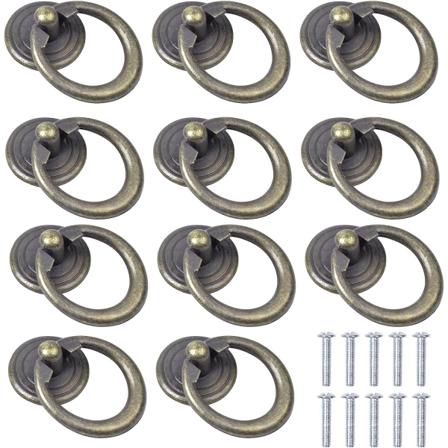skabsgreb, 10 metalskabsgreb, antik enkelthuls zinklegering (bronze)