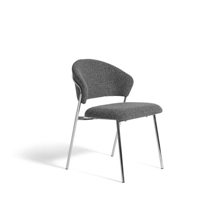 Curve Esszimmerstuhl in Amiya Grau, moderner Polsterstuhl mit ergonomischer Form, hohem Sitzkomfort und zeitlosem Design-Gestell, Höhe 80cm.