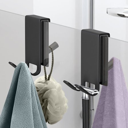 Glasholder til Badeværelse – 8 cm Rustfrit Stål, Tung, Selvklæbende, Til Brusekabinedøre uden Boring