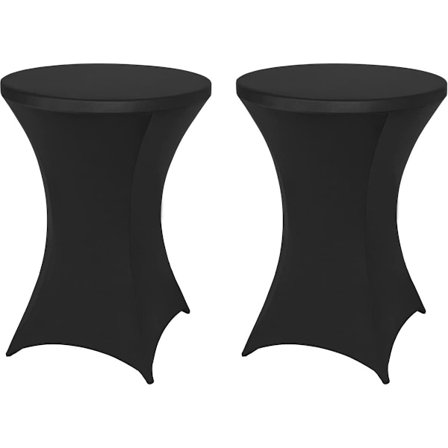2-pak - Cocktailduge - Runde, højstrækbare duge - 80 cm diameter x 110 cm højde - Sort
