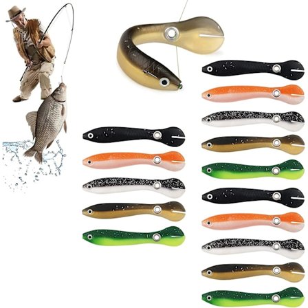 15 stk Bløde Bioniske Fiske-Lokker, Simuleret Ål Blød Fiske-Agnsmad, Langsomt Synkende Bioniske Svømmende Lokker