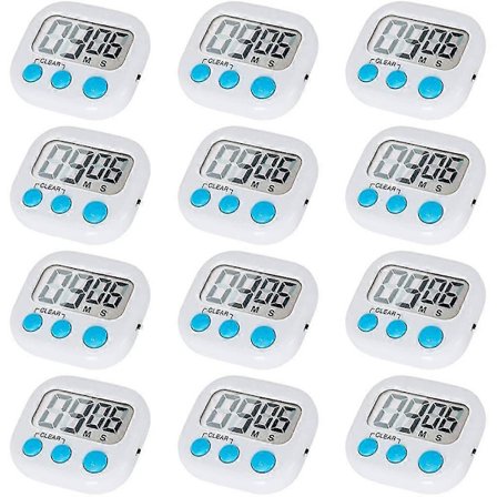 12 kpl Digitaalinen keittiöajastin virtakytkimellä, kovaääninen hälytys