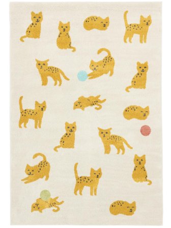 Waschbar Kinderteppich Innen-/Outdoor-Teppich Tier Lo Friends Weiß/Mehrfarbig Oeko-Tex