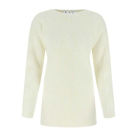 Off White, Round-neck Knitwear Wit, Dames, Maat:L