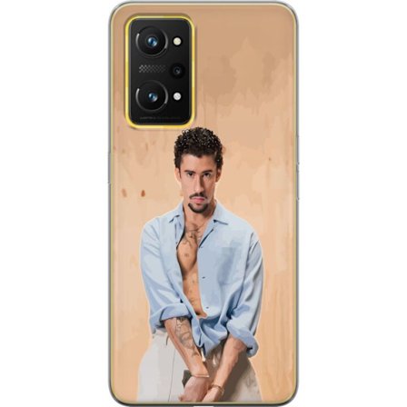 Yhteensopiva Puhelinkuori Realme GT Neo 3T Bad Bunny Super Bowl-inspiroima grafiikka, jossa NFL-trofe ja San Franciscon silta urheilusuunnittelussa