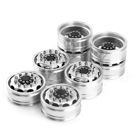 2 stk. Metalhjul Komplet CNC For- og Baghjulsnav til 1/14 Tamiya RC Bil Trailer Traktor Lastbil Bil Opgraderingsdele