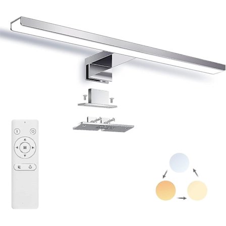 Dimbar LED Speillampe, Baderomsvegglampe 40 1200lm 12w Ip44, Justerbar Farge 3000k 4500k 6000k, Speillampe Med Fjernkontroll, Klemme På Speil