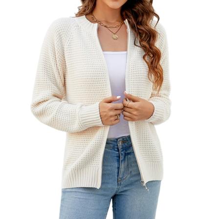 Höst- och vintertröjor för kvinnor Lösa, fashionabla och mångsidiga tröjarockar i collegestil med hög halsad stickad kofta för kvinnor beige S