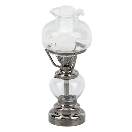 Dockskåps Ljusstake Lampa 1/12 Skala Batteridriven Vintage Dekorativ Miniatyr Lampa Svart