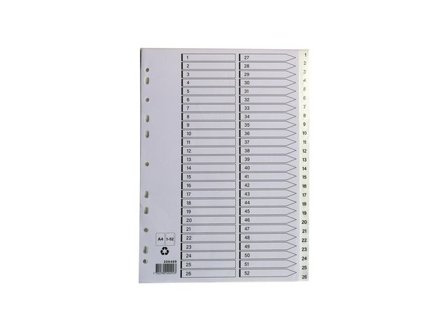 Plastregister A4 1-52 vit - Lyreco - Kontorsmaterial - Pärmar och register - Plastregister - Tryckta