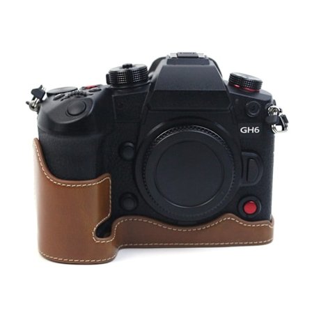 Panasonic Lumix GH6 läderöverdrag för halva kroppen - Brun
